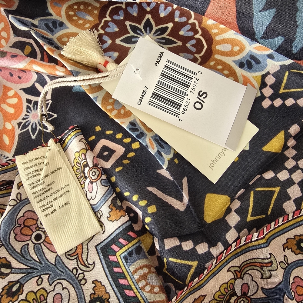 Johnny Was Padma Silk Square Scarf Multicolor - Picture 5 of 6